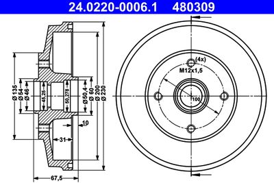 Тормозной барабан ATE 24.0220-0006.1
