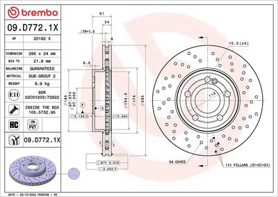 Тормозной диск BREMBO 09.D772.1X