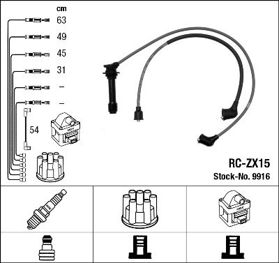 Augstsprieguma vadu komplekts NGK 9916