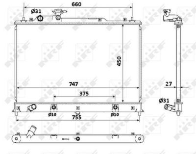 Радиатор, охлаждение двигателя NRF 53904