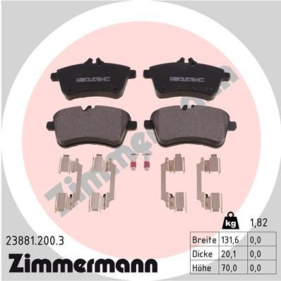 Bremžu uzliku kompl., Disku bremzes ZIMMERMANN 23881.200.3
