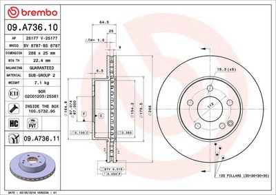 Тормозной диск BREMBO 09.A736.11