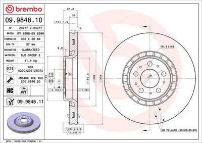 Bremžu diski BREMBO 09.9848.10