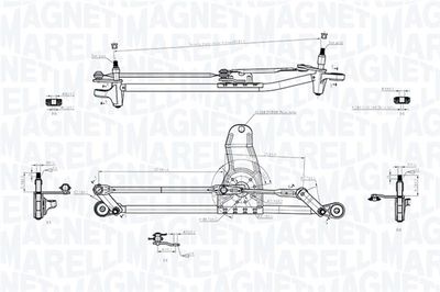 Stiklu tīrītāja sviru un stiepņu sistēma MAGNETI MARELLI 085570729010