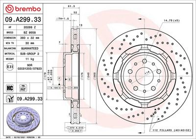 Тормозной диск BREMBO 09.A299.33