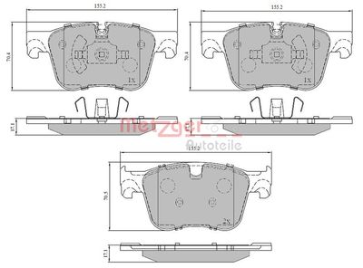 Bremžu uzliku kompl., Disku bremzes METZGER 1170850