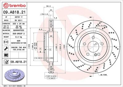 Тормозной диск BREMBO 09.A818.21
