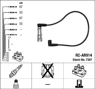 Augstsprieguma vadu komplekts NGK 7307