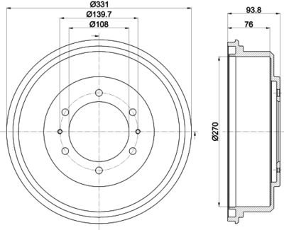 Bremžu trumulis HELLA PAGID 8DT 355 302-611