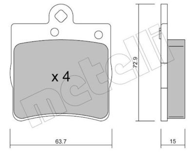 Bremžu uzliku kompl., Disku bremzes METELLI 22-0343-0