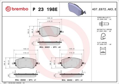 Bremžu uzliku kompl., Disku bremzes BREMBO P 23 198E