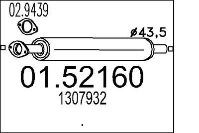 Средний глушитель выхлопных газов MTS 01.52160