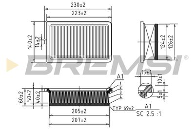 Воздушный фильтр BREMSI FA0548