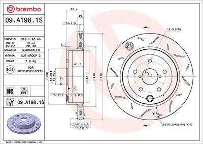 Bremžu diski BREMBO 09.A198.1S