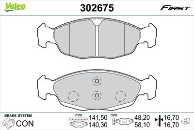 Bremžu uzliku kompl., Disku bremzes VALEO 302675