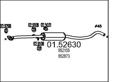 Vidējais izpl. gāzu trokšņa slāpētājs MTS 01.52630