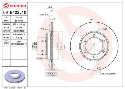 Тормозной диск BREMBO 09.B402.10