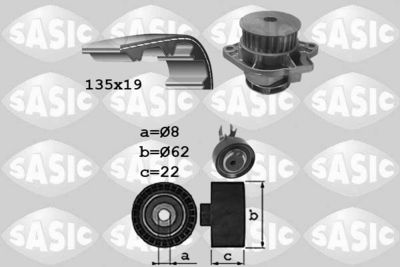 Ūdenssūknis + Zobsiksnas komplekts SASIC 3906088