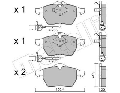 Комплект тормозных колодок, дисковый тормоз METELLI 22-0181-3