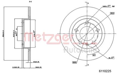 Тормозной диск METZGER 6110225