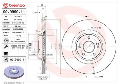 Тормозной диск BREMBO 09.D990.11