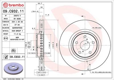 Тормозной диск BREMBO 09.C932.11