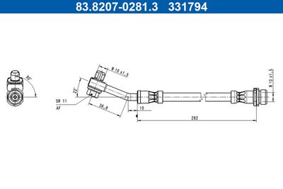 Bremžu šļūtene ATE 83.8207-0281.3