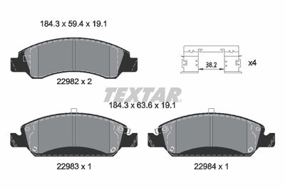 Bremžu uzliku kompl., Disku bremzes TEXTAR 2298201