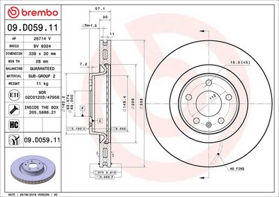 Тормозной диск BREMBO 09.D059.11