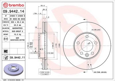 Bremžu diski BREMBO 09.9442.11