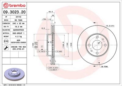 Тормозной диск BREMBO 09.3023.20