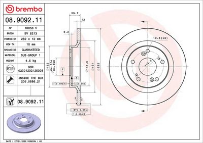 Bremžu diski BREMBO 08.9092.11