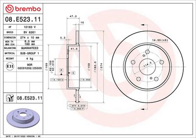 Тормозной диск BREMBO 08.E523.11