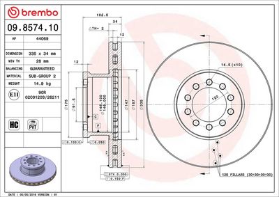 Тормозной диск BREMBO 09.8574.10