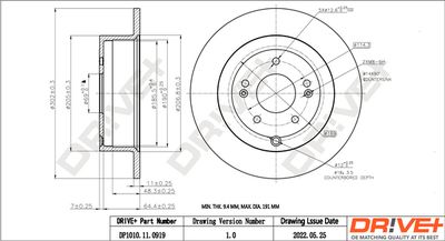 Тормозной диск Dr!ve+ DP1010.11.0919