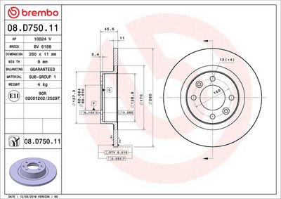 Bremžu diski BREMBO 08.D750.11