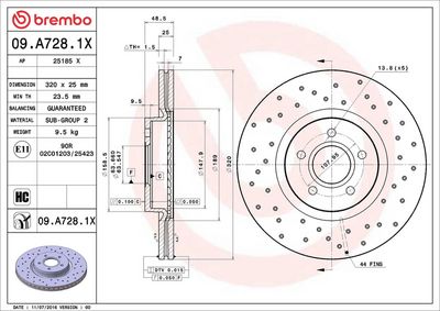 Тормозной диск BREMBO 09.A728.1X