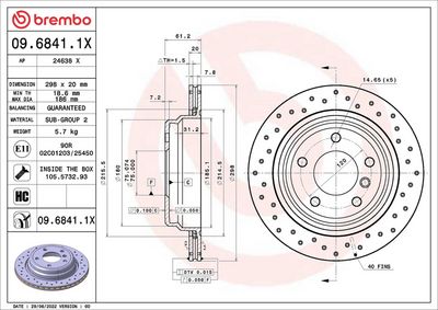 Тормозной диск BREMBO 09.6841.1X