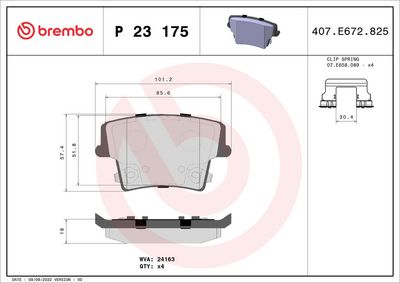 Bremžu uzliku kompl., Disku bremzes BREMBO P 23 175