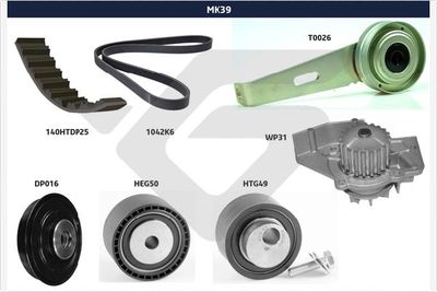 Ķīļrievu siksnu komplekts HUTCHINSON MK39