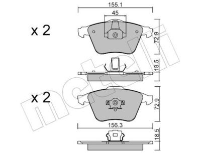 Комплект тормозных колодок, дисковый тормоз METELLI 22-0549-3