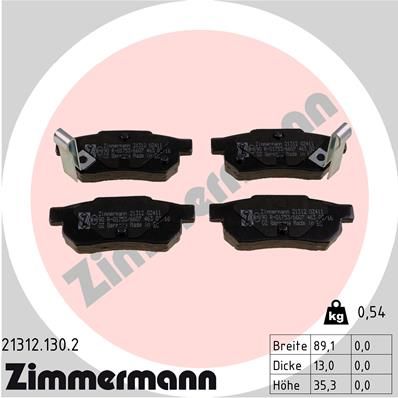 Bremžu uzliku kompl., Disku bremzes ZIMMERMANN 21312.130.2