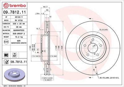 Тормозной диск BREMBO 09.7812.11