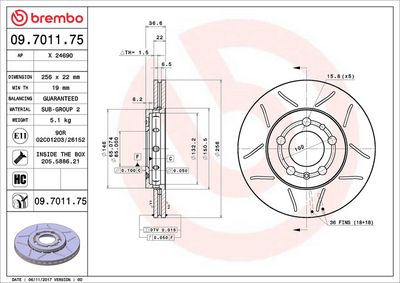 Bremžu diski BREMBO 09.7011.75