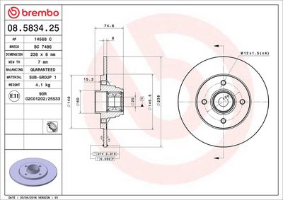 Bremžu diski BREMBO 08.5834.25