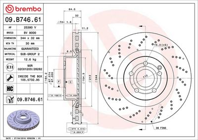 Тормозной диск BREMBO 09.B746.61
