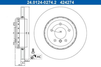 Тормозной диск ATE 24.0124-0274.2