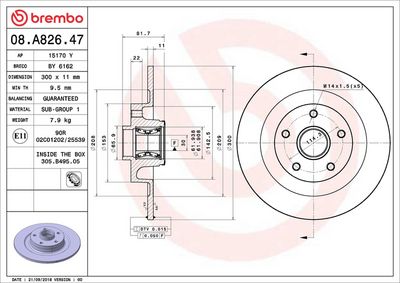 Тормозной диск BREMBO 08.A826.47