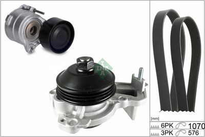 Ūdenssūknis + ķīļrievu siksnas komplekts Schaeffler INA 529 0605 30