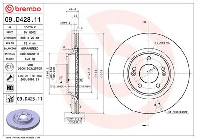 Тормозной диск BREMBO 09.D428.11
